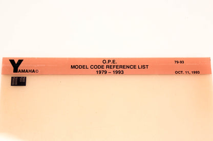 OEM Yamaha XM005-35 1979-1993 O.P.E. Model Code Reference List Microfiche