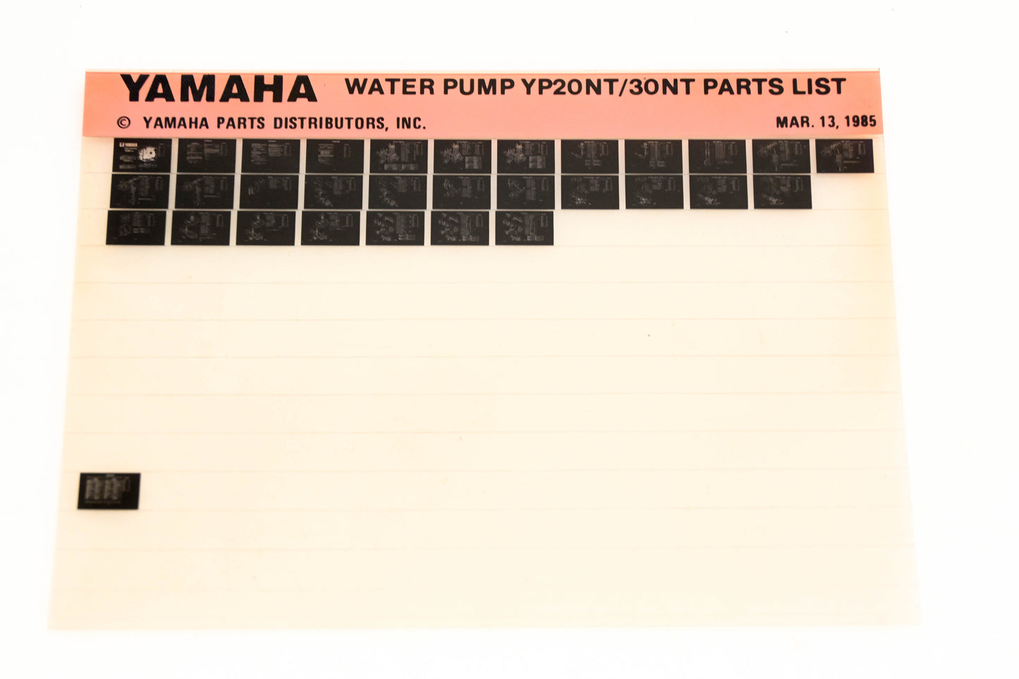 OEM Yamaha XM005-36 1985 Water Pump YP20NT/30NT Parts List Microfiche
