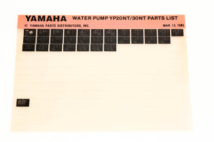 OEM Yamaha XM005-36 1985 Water Pump YP20NT/30NT Parts List Microfiche