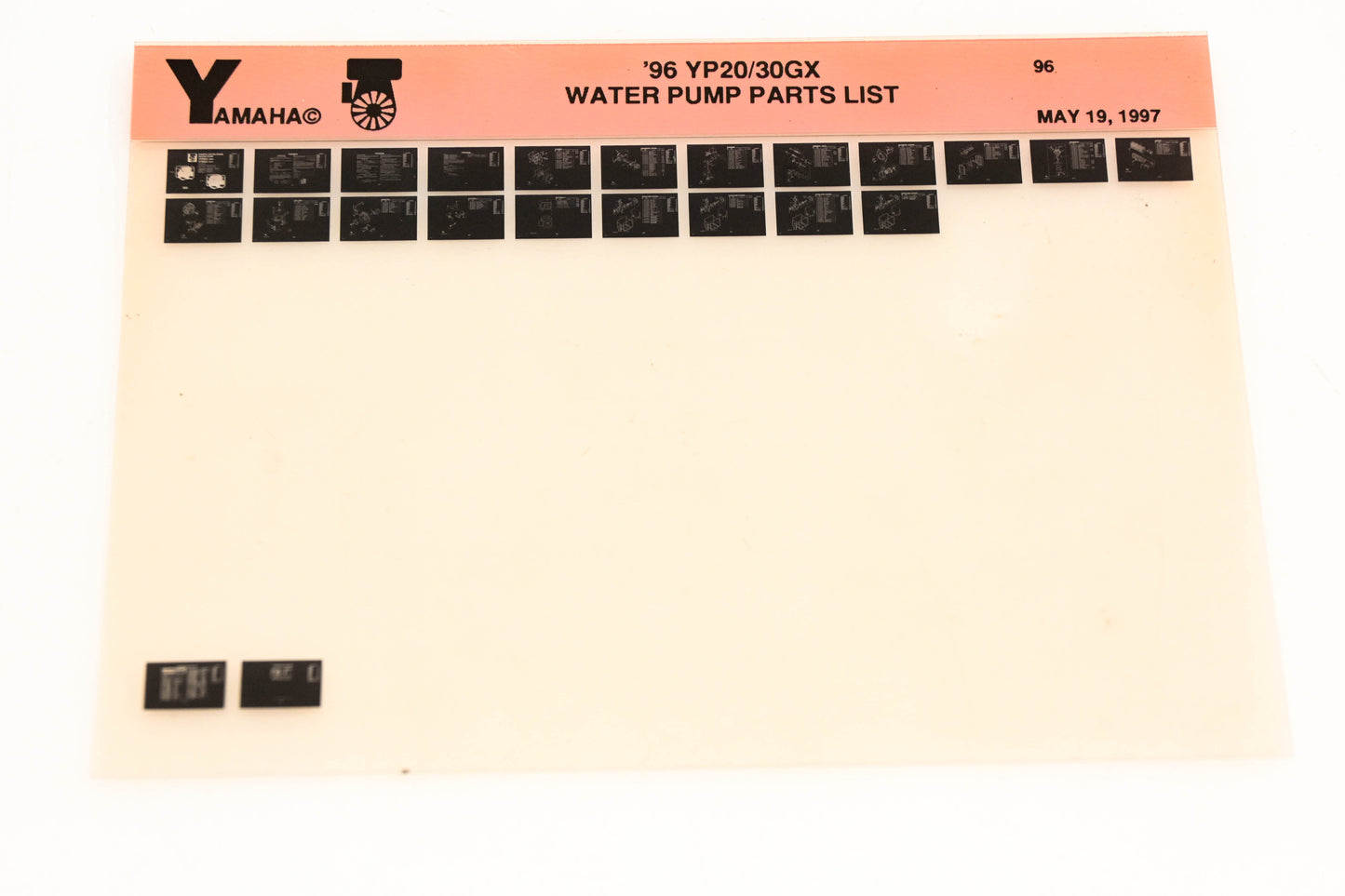 OEM Yamaha XM005-37 1996 YP20/30GX Water Pump Parts List Microfiche