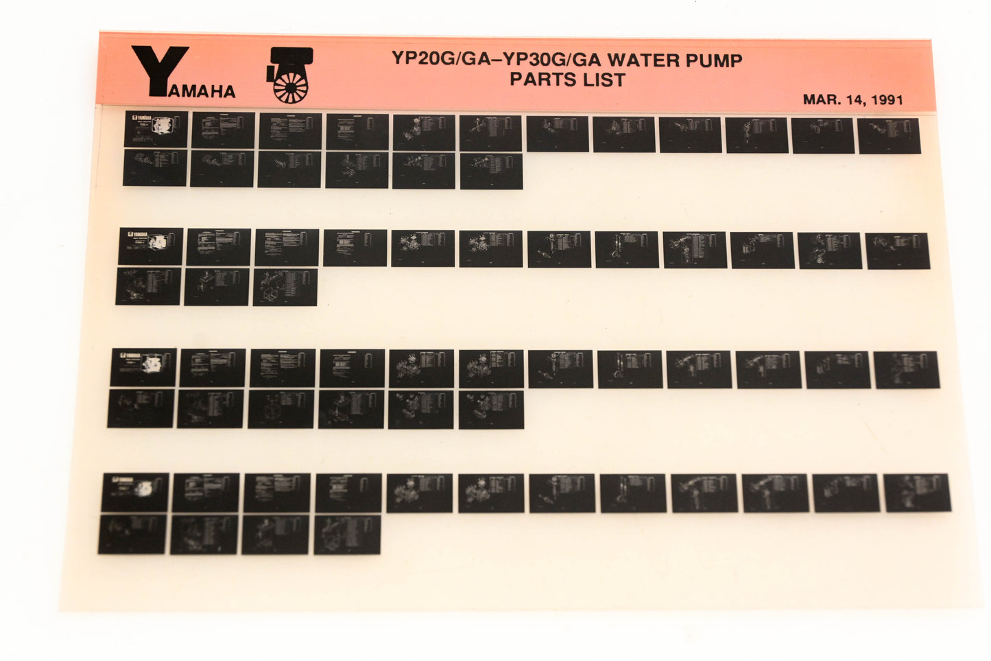 OEM Yamaha XM005-38 YP20G/GA-YP30G/GA Water Pump Parts List Microfiche