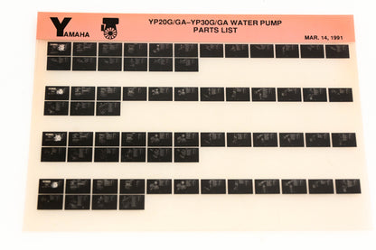 OEM Yamaha XM005-38 YP20G/GA-YP30G/GA Water Pump Parts List Microfiche