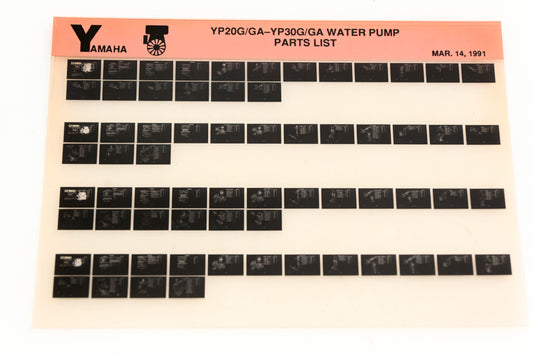 OEM Yamaha XM005-38 YP20G/GA-YP30G/GA Water Pump Parts List Microfiche