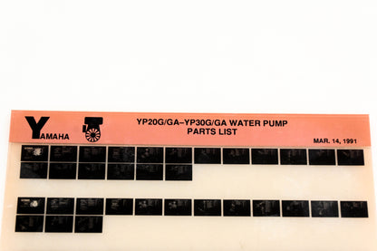 OEM Yamaha XM005-38 YP20G/GA-YP30G/GA Water Pump Parts List Microfiche