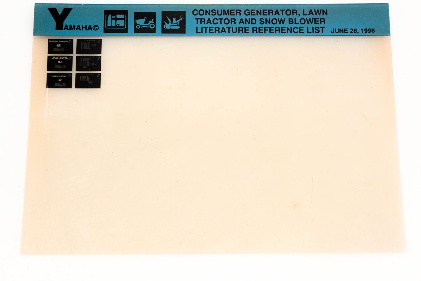 OEM Yamaha XM005-40 1996 Consumer Generator Lawn Tractor Snow Blower Ref List Microfiche