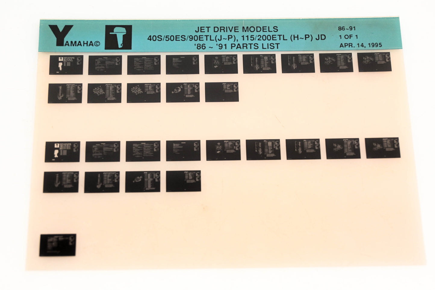 OEM Yamaha XM005-45 1986-91 Jet Drive 40S/50ES/90ETL(J-P) 115/200ETL(H-P)JD Parts Microfiche