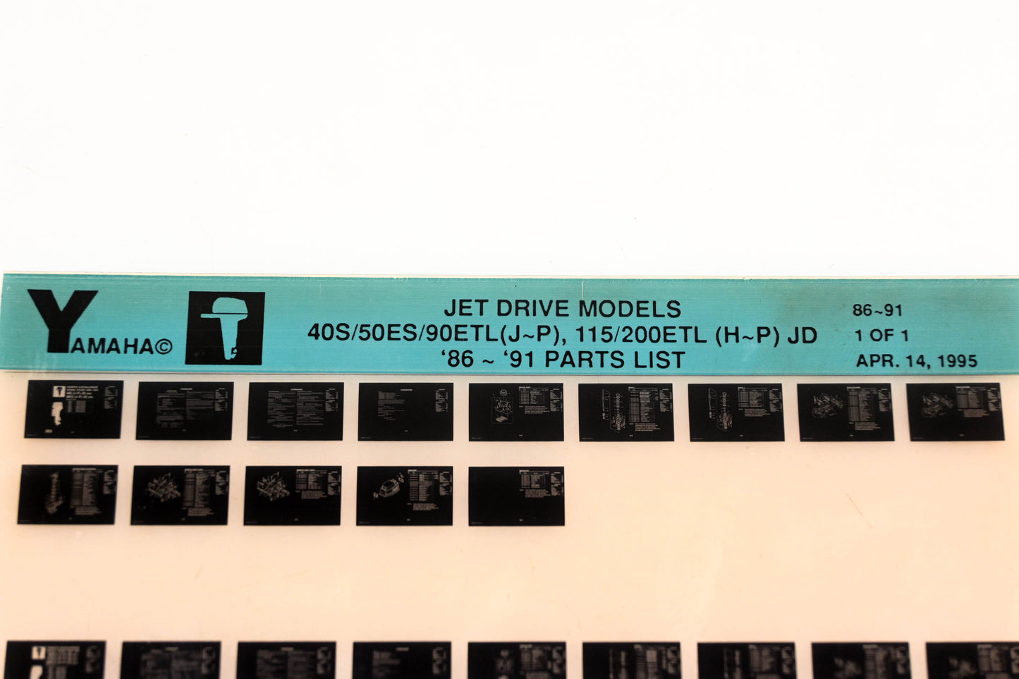 OEM Yamaha XM005-45 1986-91 Jet Drive 40S/50ES/90ETL(J-P) 115/200ETL(H-P)JD Parts Microfiche