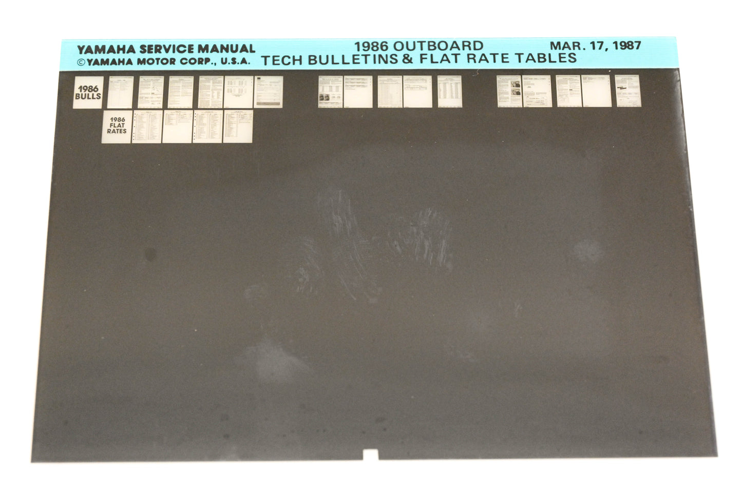 OEM Yamaha XM005-57 1986 Outboard Tech Bulletins & Flat Rate Table Microfiche