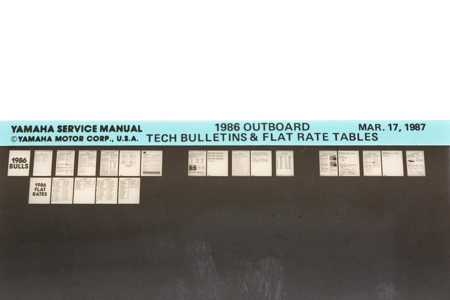 OEM Yamaha XM005-57 1986 Outboard Tech Bulletins & Flat Rate Table Microfiche