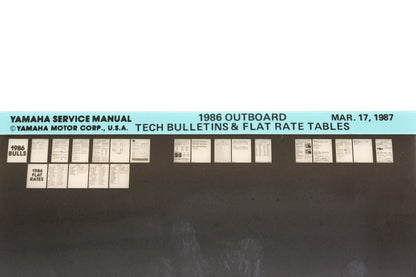 OEM Yamaha XM005-57 1986 Outboard Tech Bulletins & Flat Rate Table Microfiche