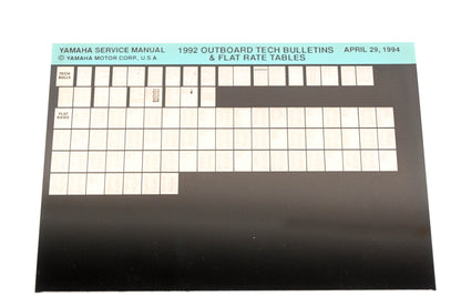 OEM Yamaha XM005-62 1992 Outboard Tech Bulletins & Flat Rate Tables Microfiche