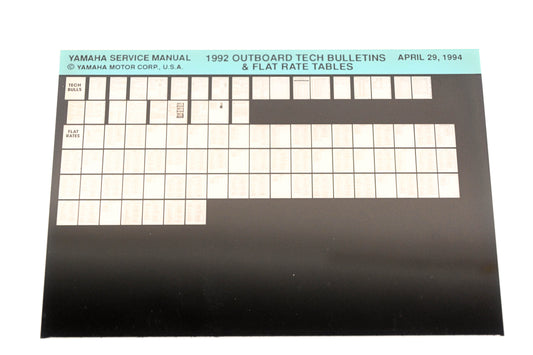 OEM Yamaha XM005-62 1992 Outboard Tech Bulletins & Flat Rate Tables Microfiche