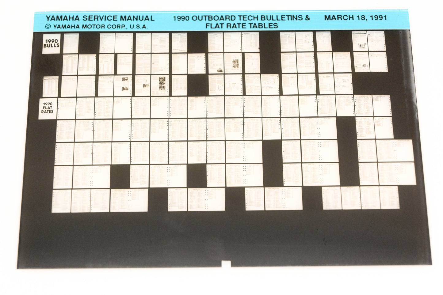 OEM Yamaha XM005-65 1990 Outboard Tech Bulletins & Flat Rate Tables Microfiche