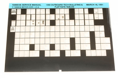 OEM Yamaha XM005-65 1990 Outboard Tech Bulletins & Flat Rate Tables Microfiche