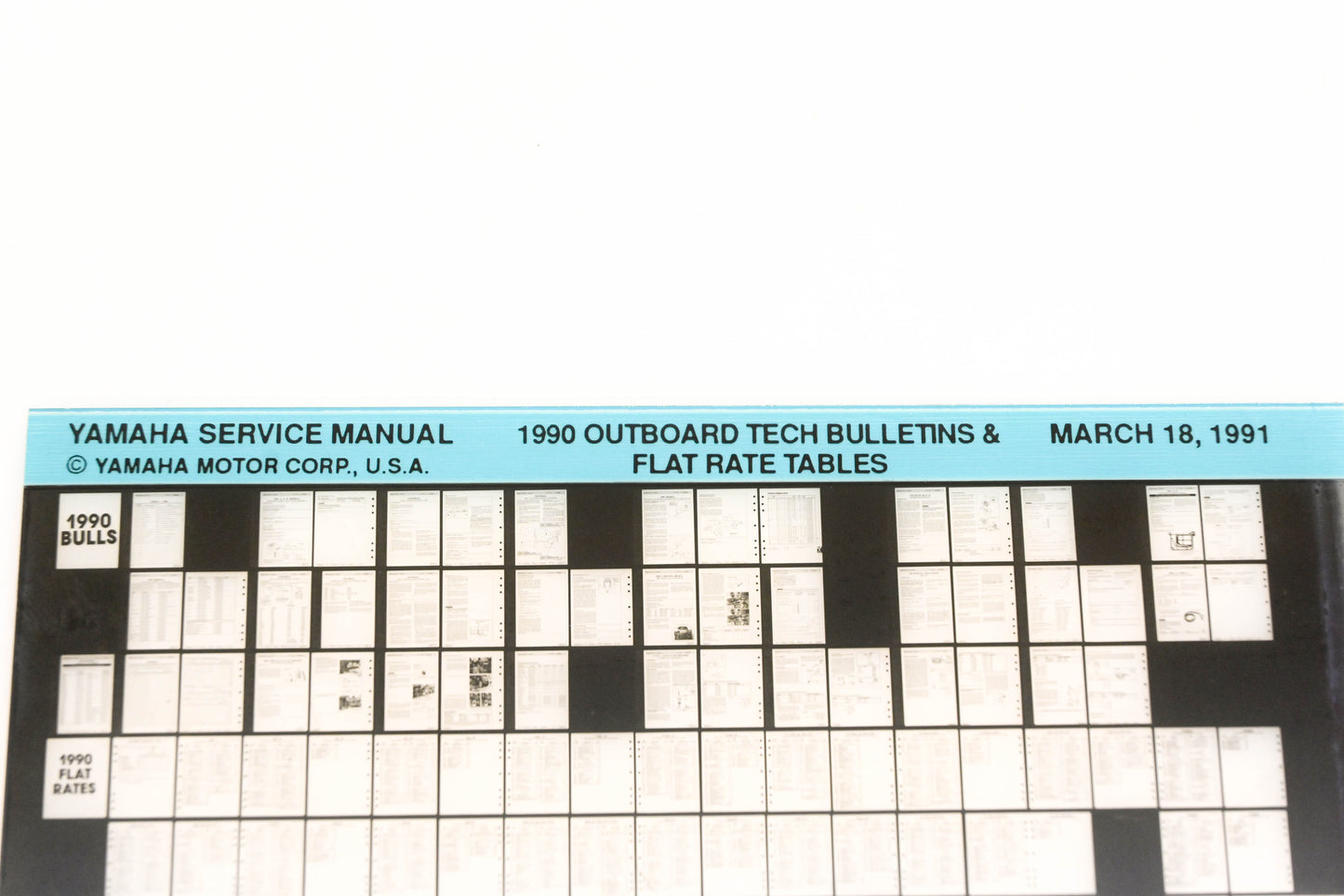 OEM Yamaha XM005-65 1990 Outboard Tech Bulletins & Flat Rate Tables Microfiche