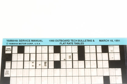 OEM Yamaha XM005-65 1990 Outboard Tech Bulletins & Flat Rate Tables Microfiche