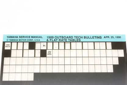OEM Yamaha XM005-66 1989 Outboard Tech Bulletins & Flat Rate Tables Microfiche