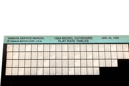 OEM Yamaha XM005-67 1994 Outboard Flat Rate Table Microfiche