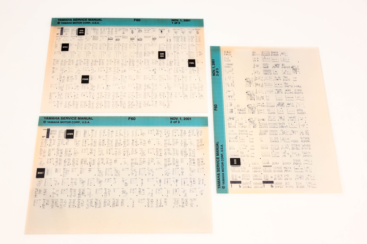OEM Yamaha XM005-82 2001 F60 Service Manual Microfiche Lot