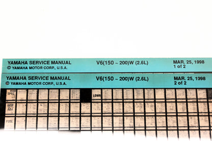 OEM Yamaha XM005-87 1998 V6(150-200)W(2.6L) Service Manual Microfiche Lot
