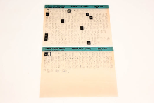 OEM Yamaha XM005-88 2000 F15W,X,Y,F15Z Supplemental Manual Microfiche Lot