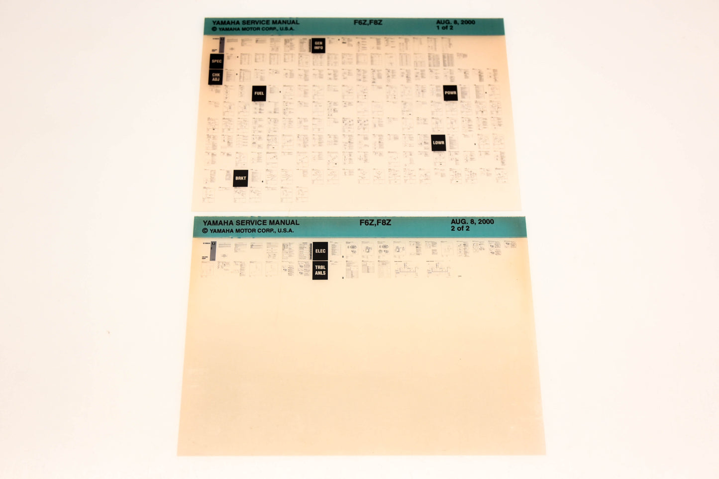 OEM Yamaha XM005-92 2000 F6Z,F8Z Service Manual Microfiche Lot