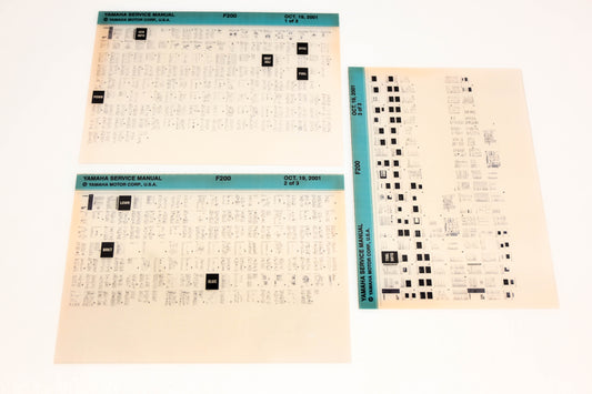 OEM Yamaha XM005-93 2001 F200 Service Manual Microfiche Lot