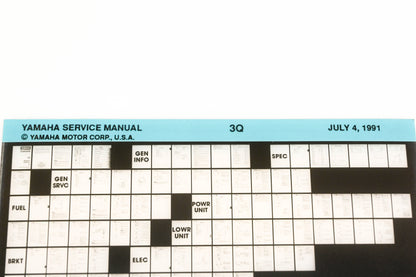 OEM Yamaha XM006-29 1991 3Q Service Manual Microfiche