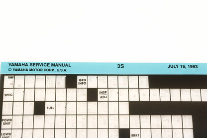 OEM Yamaha XM006-31 1993 3S Service Manual Microfiche