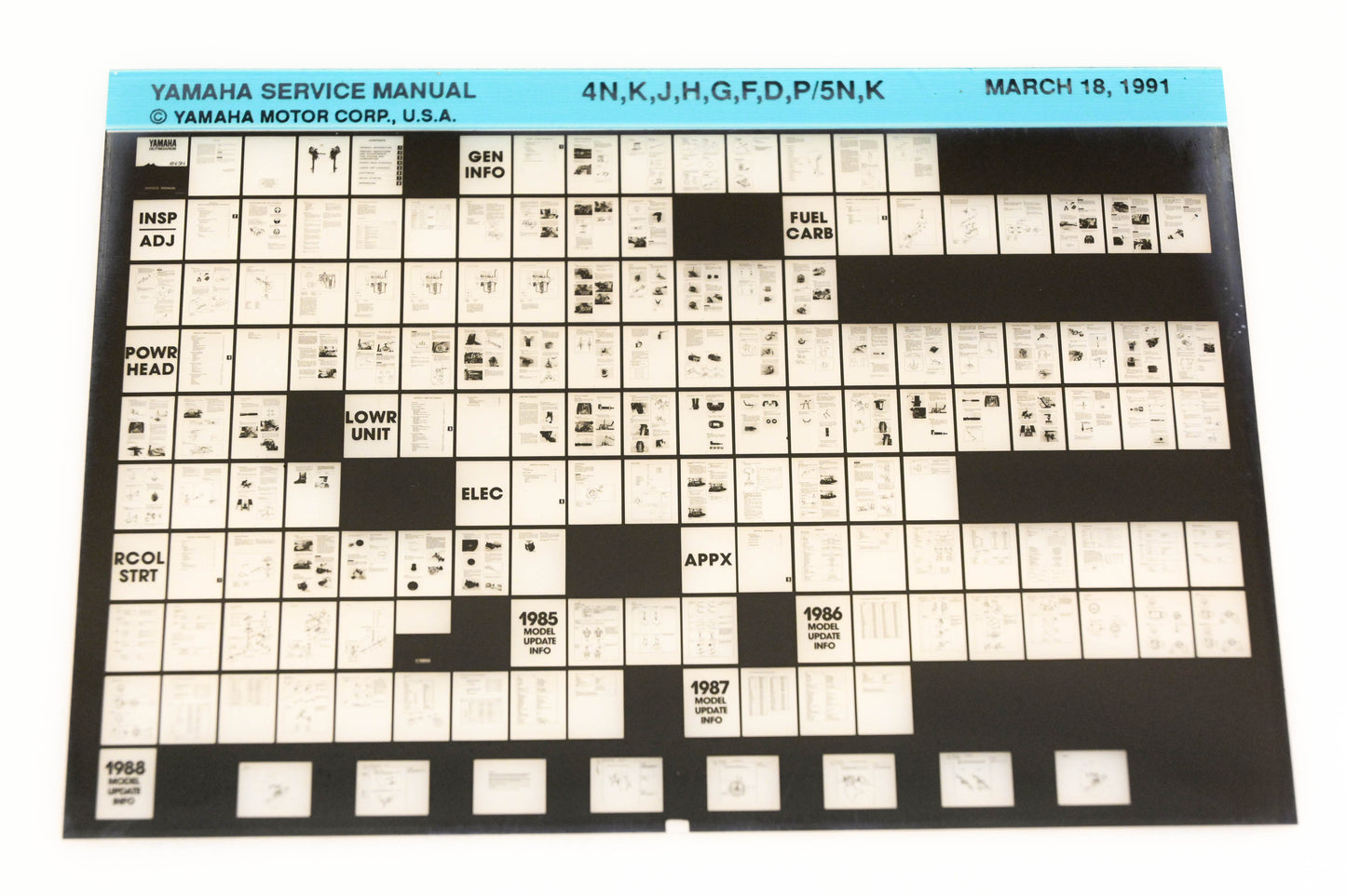 OEM Yamaha XM006-34 1991 4N,K,J,H,G,F,D,P/5N,K Service Manual Microfiche