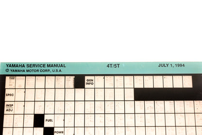 OEM Yamaha XM006-36 1994 4T/5T Service Manual Microfiche