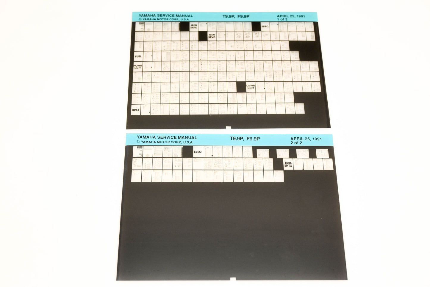 OEM Yamaha XM006-41 1991 T9.9P, F9.9P Service Manual Microfiche Lot