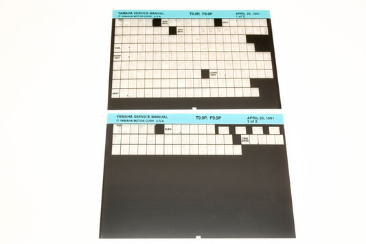 OEM Yamaha XM006-41 1991 T9.9P, F9.9P Service Manual Microfiche Lot
