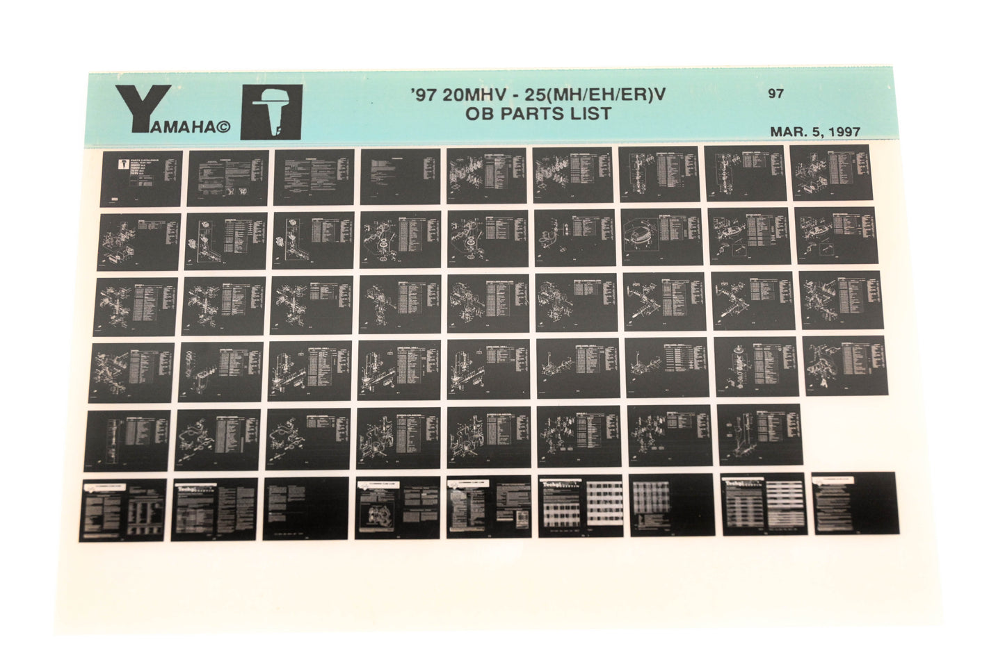 OEM Yamaha XM006-48 1997 20MHV-25(MH/EH/ER)V Outboard Parts List Microfiche