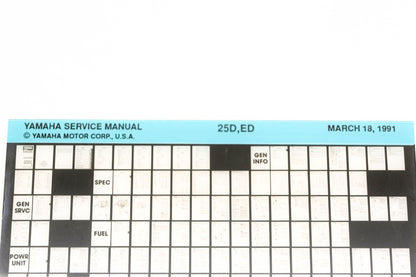 OEM Yamaha XM006-49 1991 25D,ED Service Manual Microfiche