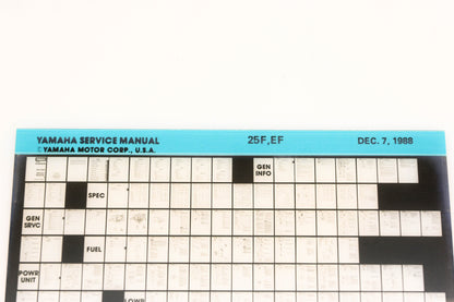 OEM Yamaha XM006-51 1988 25F,EF Service Manual Microfiche