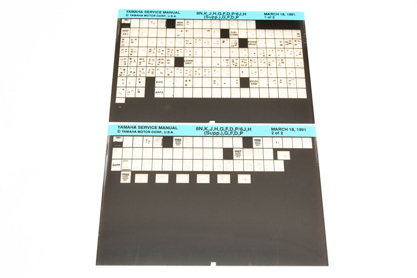 OEM Yamaha XM006-57 1991 8N,K,J,H,G,F,D,P/6J,H Supplemental G,F,D,P Microfiche Lot