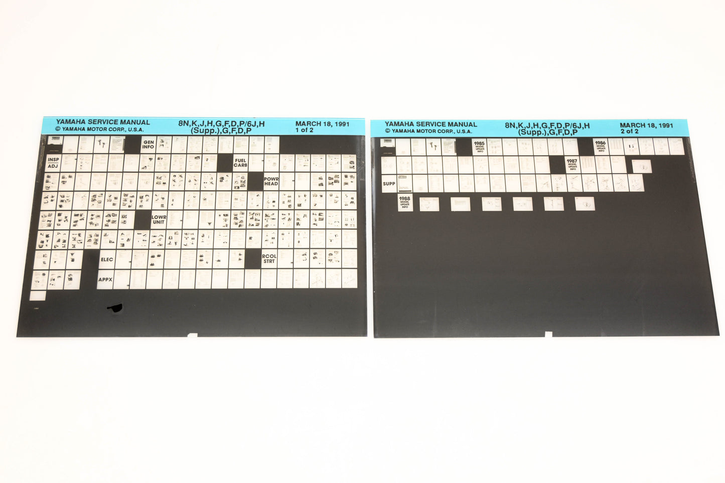 OEM Yamaha XM006-57 1991 8N,K,J,H,G,F,D,P/6J,H Supplemental G,F,D,P Microfiche Lot