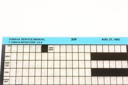 OEM Yamaha XM006-63 1992 30R Service Manual Microfiche