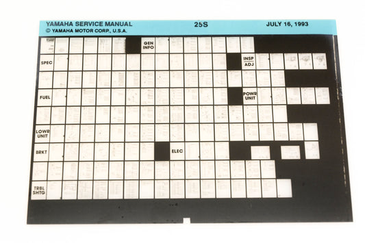 OEM Yamaha XM006-70 1993 25S Service Manual Microfiche