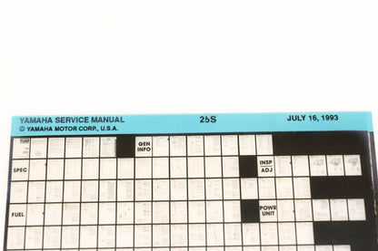 OEM Yamaha XM006-70 1993 25S Service Manual Microfiche