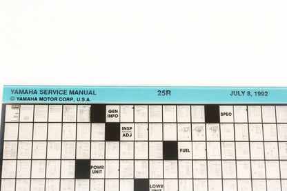 OEM Yamaha XM006-72 1992 25R Service Manual Microfiche