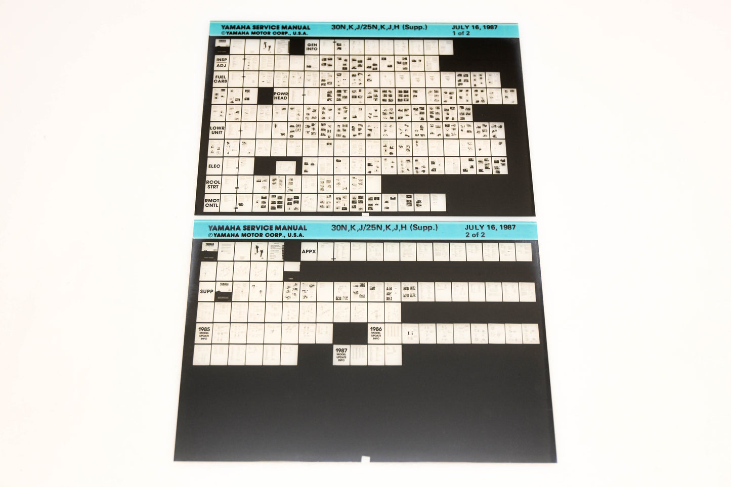 OEM Yamaha XM006-73 1987 30N,K,J/25N,K,J,H Supplemental Manual Microfiche Lot