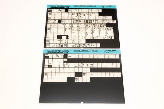 OEM Yamaha XM006-73 1987 30N,K,J/25N,K,J,H Supplemental Manual Microfiche Lot
