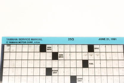 OEM Yamaha XM006-74 1991 25Q Service Manual Microfiche
