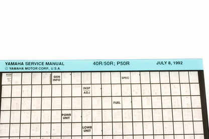 OEM Yamaha XM006-80 1992 40R/50R, P50R Service Manual Microfiche