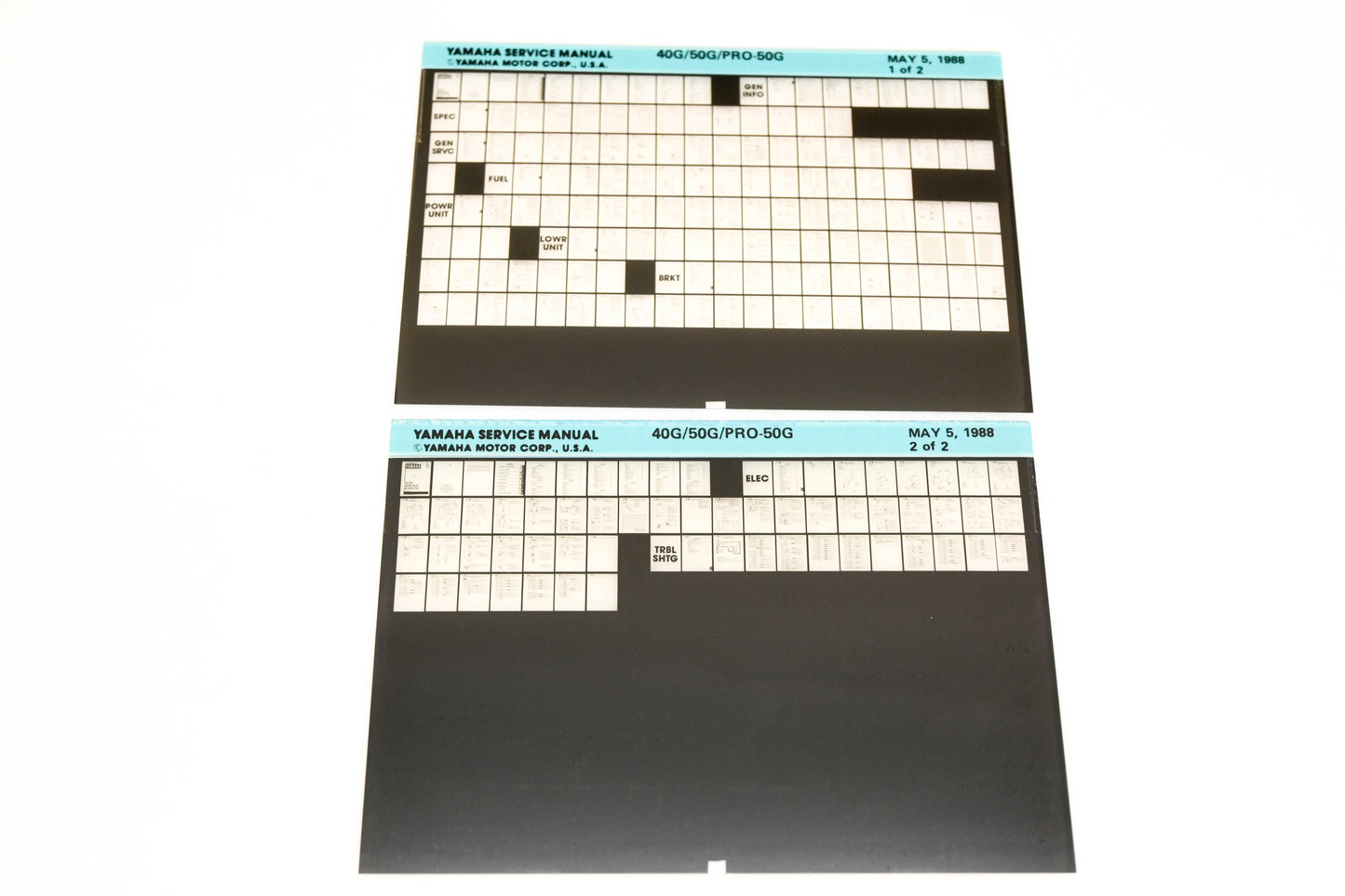 OEM Yamaha XM006-88 1988 40G/50G/PRO-50G Service Manual Microfiche Lot