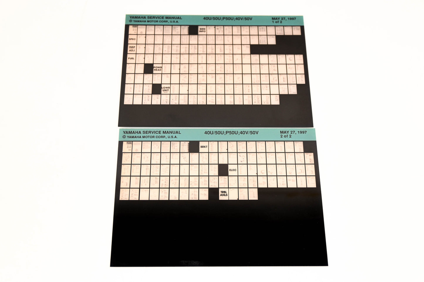 OEM Yamaha XM006-89 1997 40U/50U, P50U, 40V/50V Service Manual Microfiche Lot