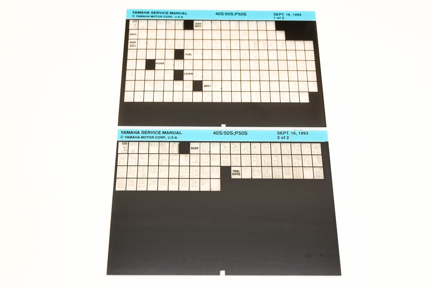OEM Yamaha XM006-90 1993 40S/50S, P50S Service Manual Microfiche Lot