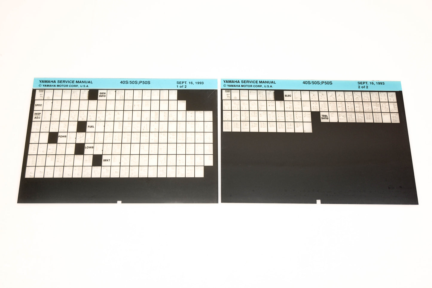 OEM Yamaha XM006-90 1993 40S/50S, P50S Service Manual Microfiche Lot